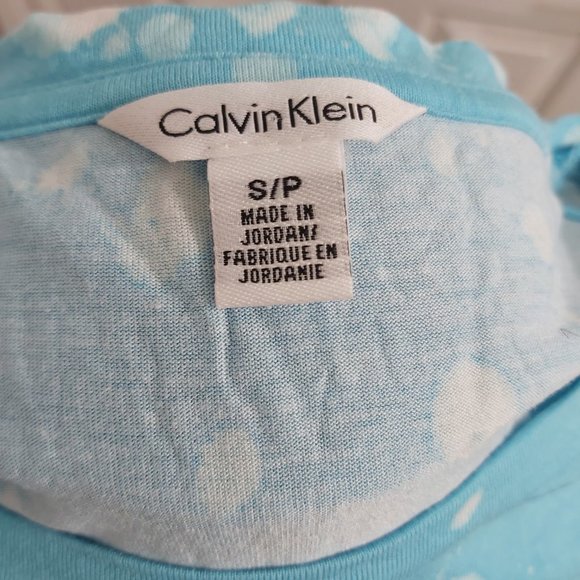 Calvin Klein Women Small Light Blue Tie Dye Rayon Stretch Open Back Sleeveless - Picture 6 of 11